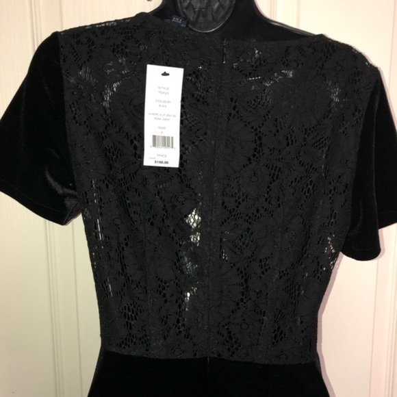 French Connection Aurore lace‎ back black velvet wide Culotte jumpsuit Size 4 - Picture 7 of 13